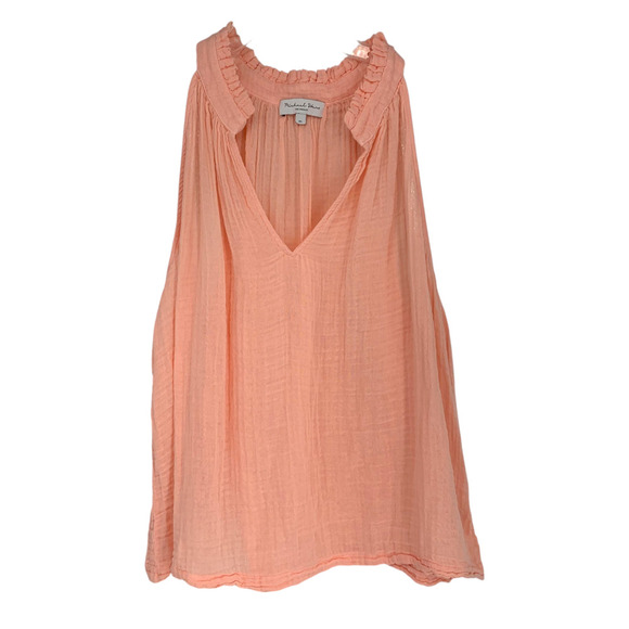 NEW Michael Stars Viola Sz XL Peach Double Gauze Split Neck Tank Top Blouse NWOT - Picture 2 of 6
